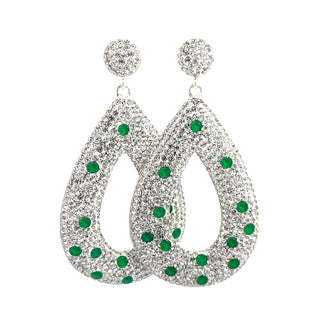 Open Teardrop Gemstone 925 Sterling Silver Statement Earring - Born To Glam