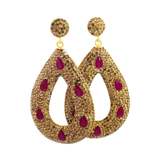 Open Teardrop Gemstone 925 Sterling Silver Statement Earring - Born To Glam