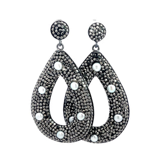 Open Teardrop Gemstone 925 Sterling Silver Statement Earring - Born To Glam
