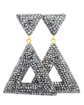 Triangle Crystal 925 Sterling Silver Dangle Earring - Born To Glam