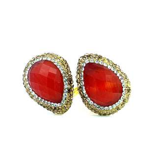 Teardrop Double Gemstone & Crystal 925 Sterling Silver Adjustable Statement Ring - Born To Glam