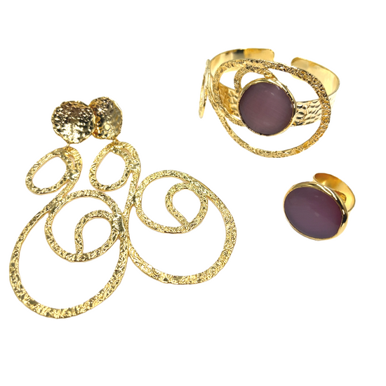 Gold Swirls Statement Earring Set - Born To Glam Born To Glam