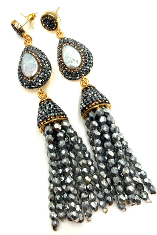 Crystal Tassel Gemstone Earrings - Born To Glam