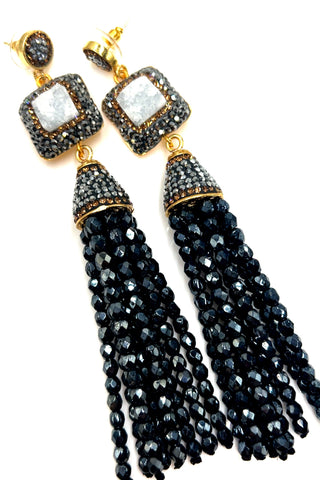 Crystal Tassel Gemstone Earrings - Born To Glam