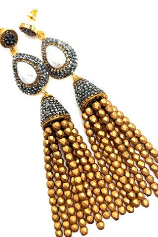 Crystal Tassel Gemstone Earrings - Born To Glam