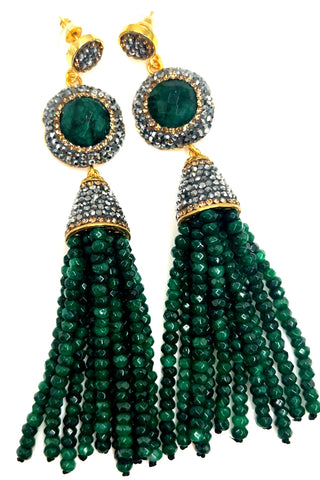 Crystal Tassel Gemstone Earrings - Born To Glam