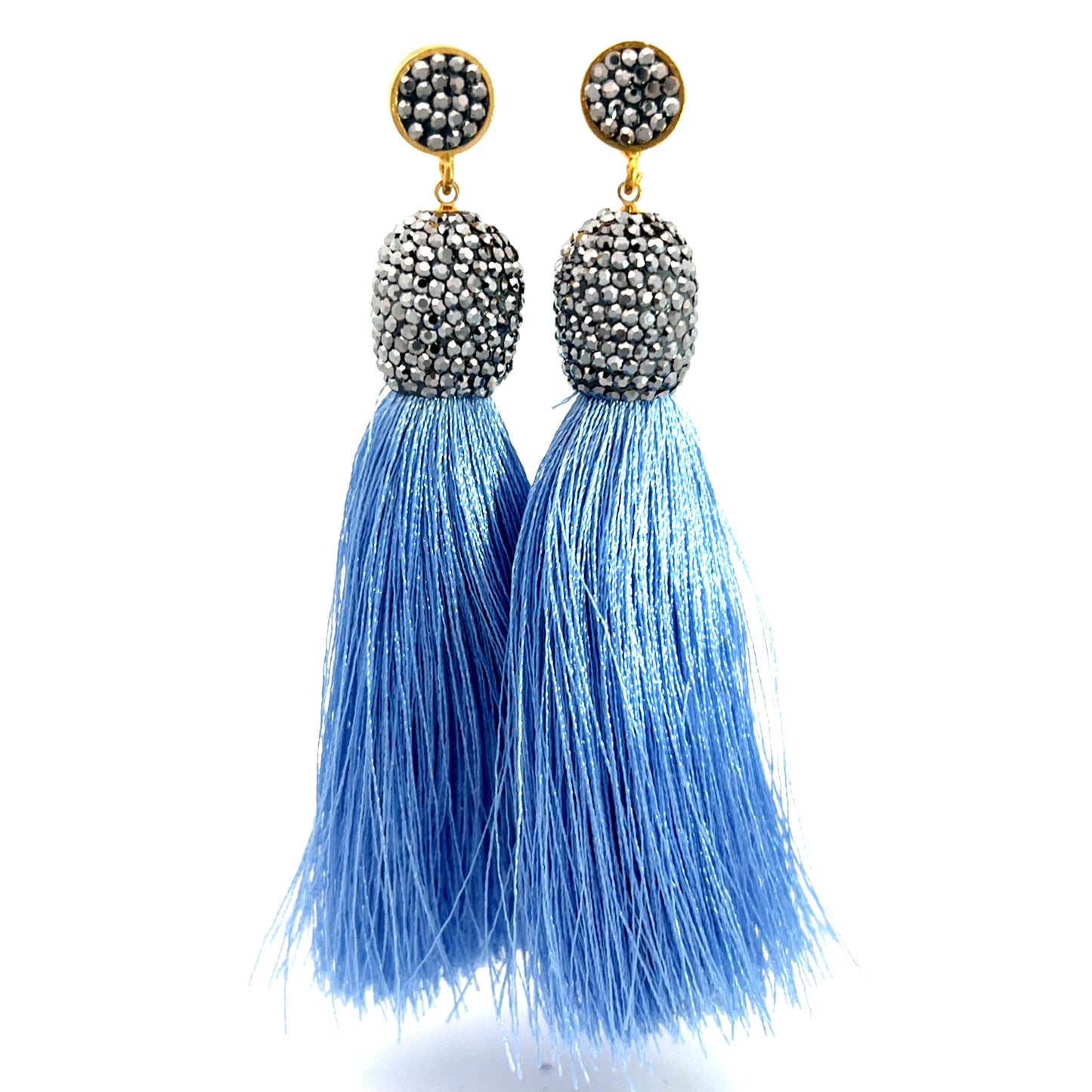 Silver Crystal Tassel Earrings - Born To Glam Born To Glam