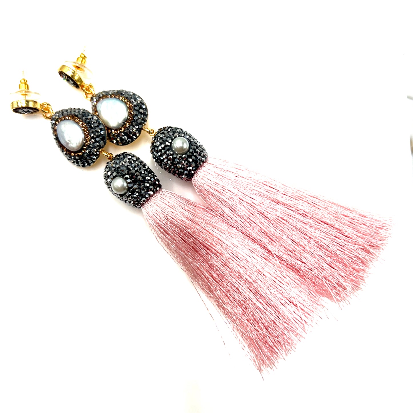 Pink Pearl Statement Tassel Earring - Born To Glam Born To Glam