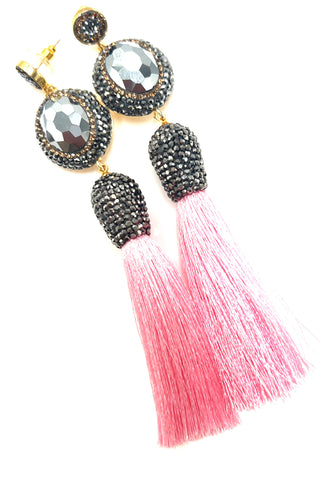 Gemstone & Crystal Tassel Earring - Born To Glam