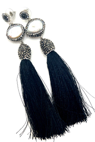 Baroque Pearl 925 Sterling Silver Tassel Earrings - Born To Glam