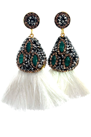 Geometric Small Tassel Gemstone Earring - Born To Glam