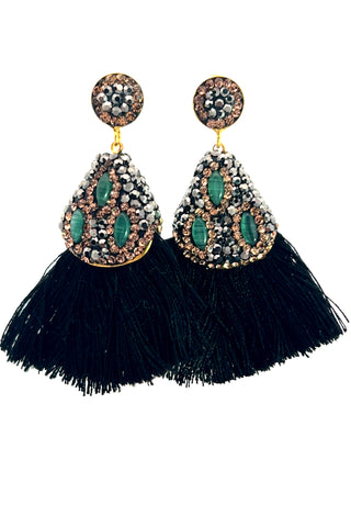 Geometric Small Tassel Gemstone Earring - Born To Glam
