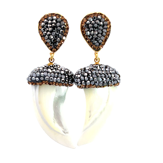 Cultured Pearl Horn Earrings - Born To Glam Born To Glam