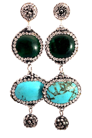 Agate & Turquoise 925 Sterling Silver Earring - Born To Glam
