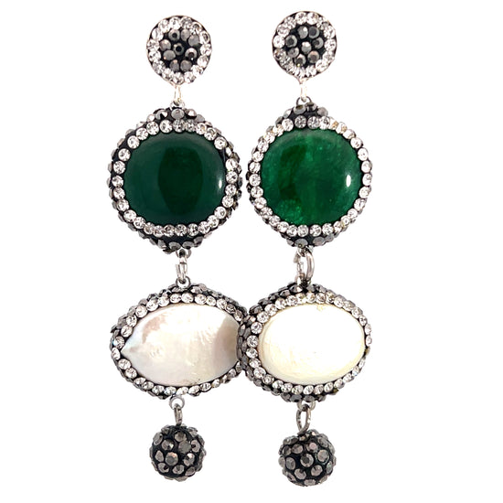 Agate & Pearl 925 Sterling Silver Earring - Born To Glam Born To Glam