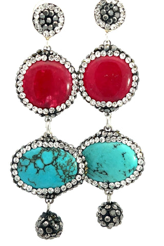 Agate & Turquoise 925 Sterling Silver Earring - Born To Glam
