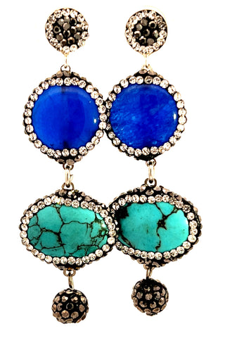 Agate & Turquoise 925 Sterling Silver Earring - Born To Glam