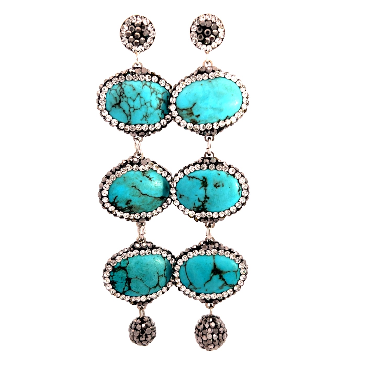 Turquoise 925 Sterling Silver Multi Drop Earring - Born To Glam Born To Glam