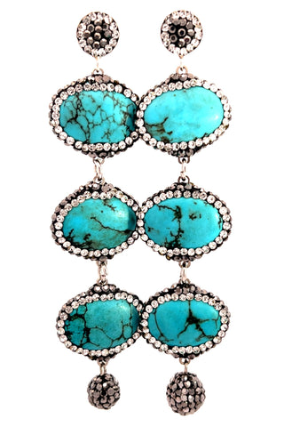 Turquoise 925 Sterling Silver Multi Drop Earring - Born To Glam