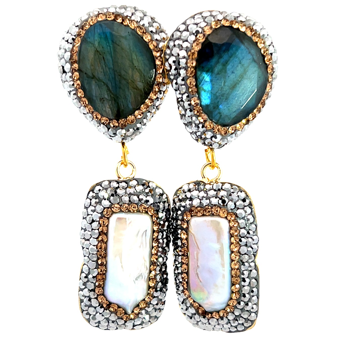 Rectangle Gemstone Crystal Drop Earrings - Born To Glam Born To Glam