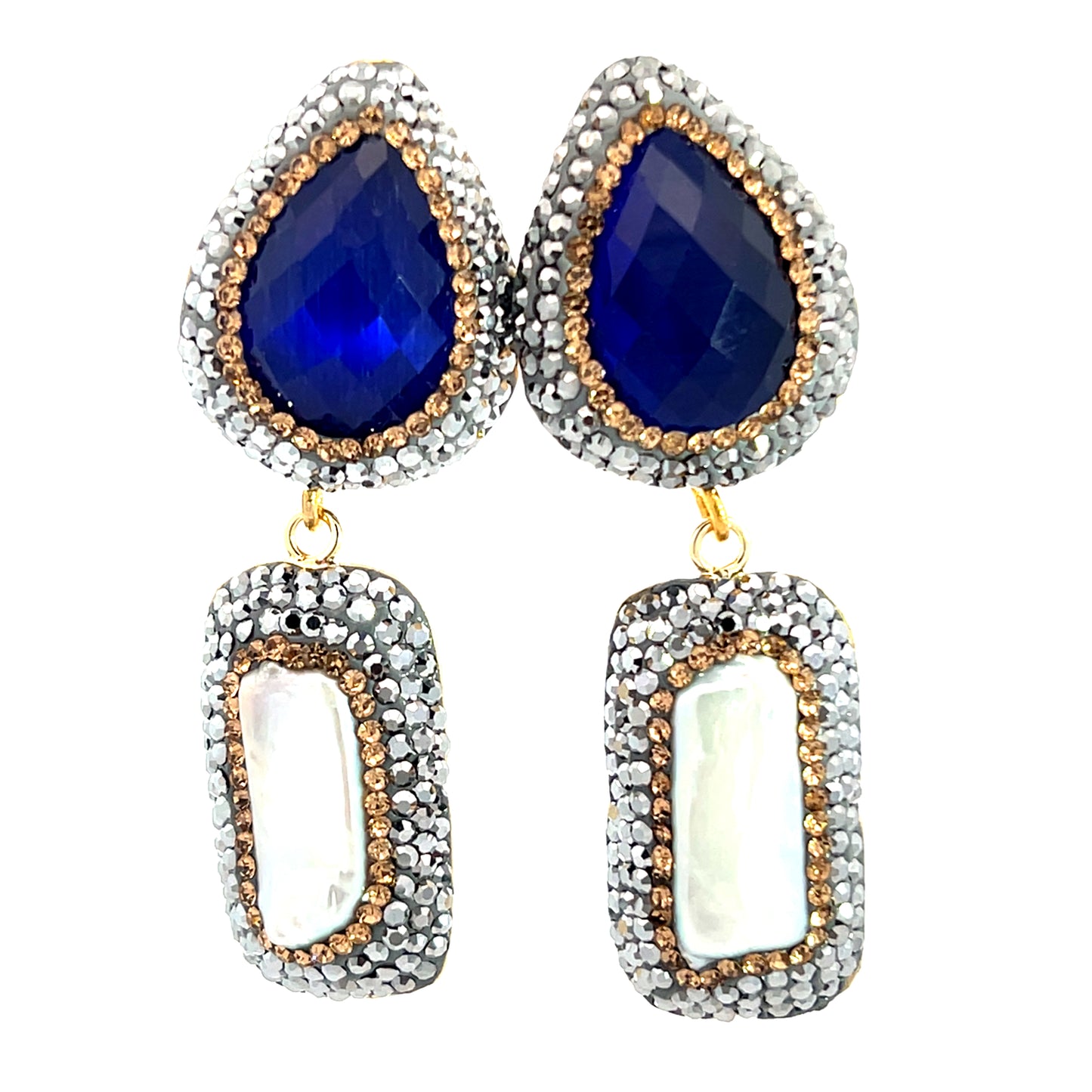 Rectangle Gemstone Crystal Drop Earrings - Born To Glam Born To Glam