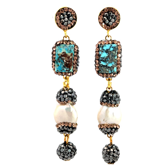 Gemstone Multi Tier Crystal 925 Sterling Silver Dangle Earrings - Born To Glam Born To Glam