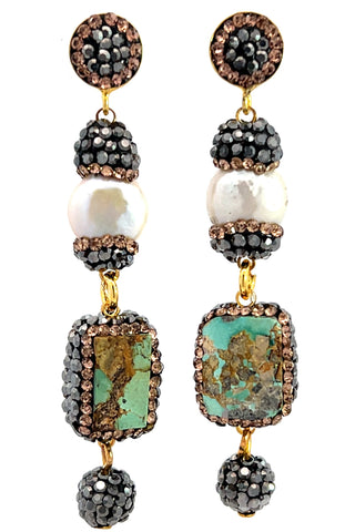 Gemstone Multi Tier Crystal 925 Sterling Silver Dangle Earrings - Born To Glam