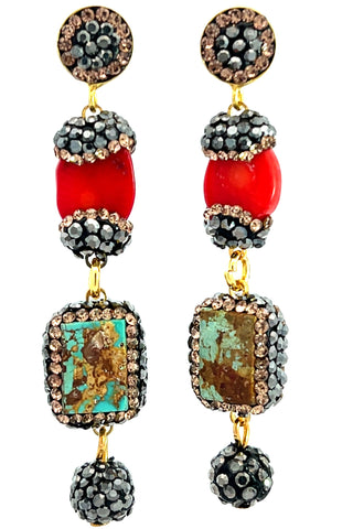 Gemstone Multi Tier Crystal 925 Sterling Silver Dangle Earrings - Born To Glam
