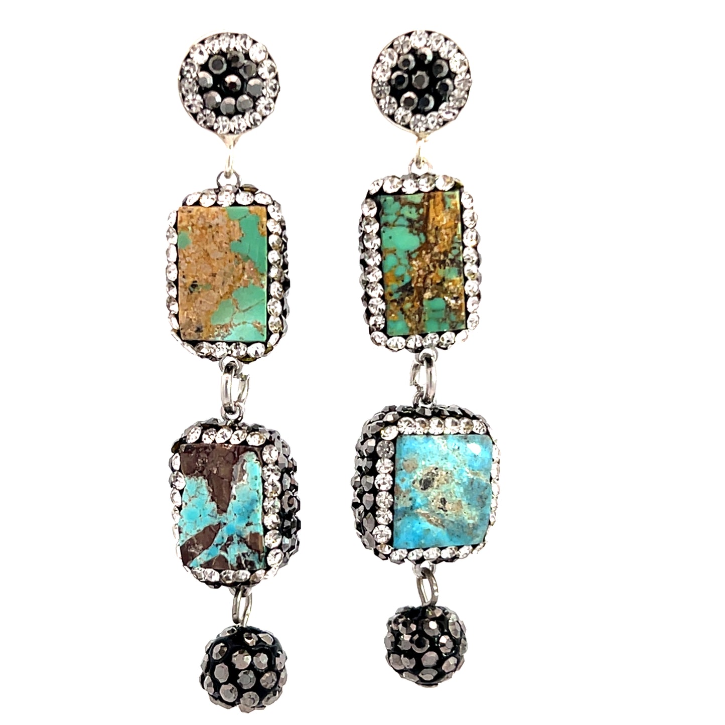 Gemstone Multi Tier Crystal 925 Sterling Silver Dangle Earrings - Born To Glam Born To Glam