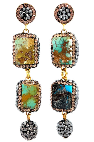 Gemstone Multi Tier Crystal 925 Sterling Silver Dangle Earrings - Born To Glam