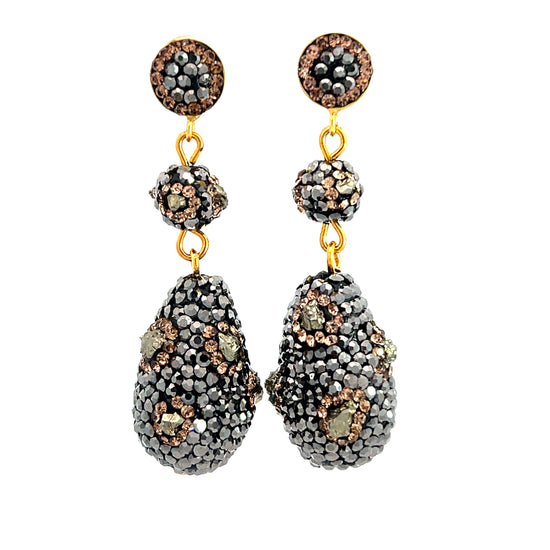 Pyrite 925 Sterling Silver Pave Earrings - Born To Glam Born To Glam