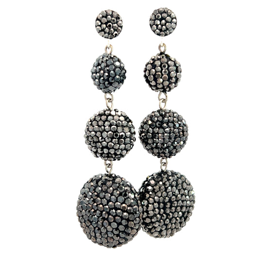 Pewter Crystal Pave 925 Sterling Silver Statement Earring - Born To Glam Born To Glam