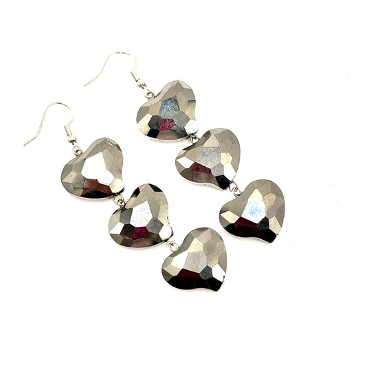 Crystal Heart Sterling Silver Dangle Earring Born To Glam