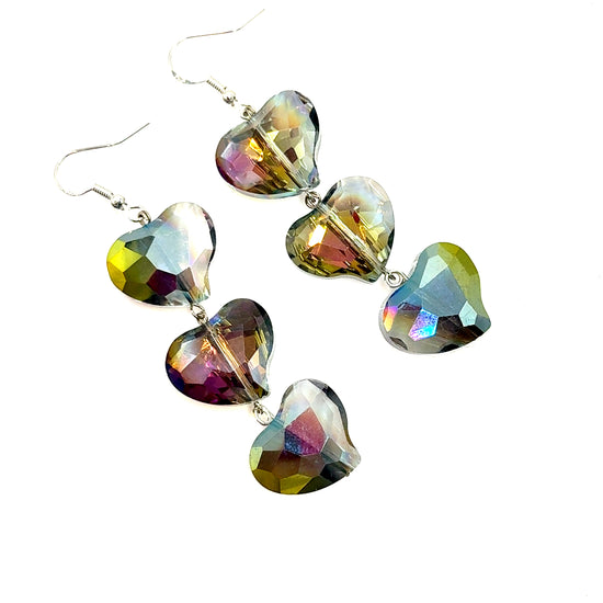 Crystal Heart Sterling Silver Dangle Earring Born To Glam