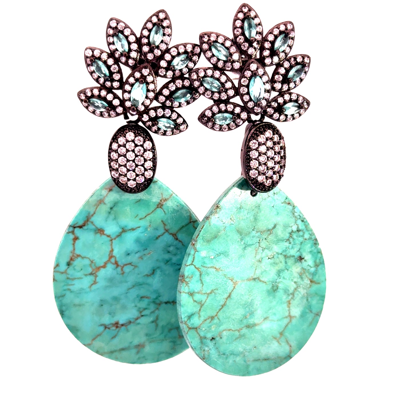 Turquoise Statement Cubic Drop Earring Born To Glam