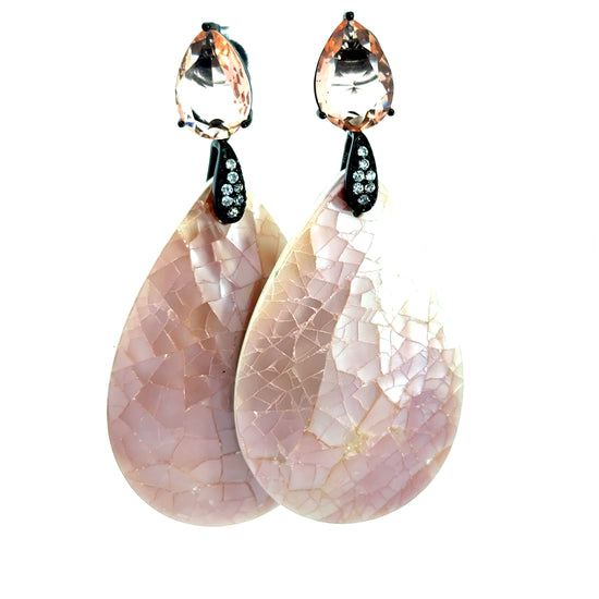 Pink Inlaid Mother Of Pearl Cubic Earrings Born To Glam