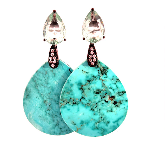 Turquoise Cubic Drop Earring Born To Glam