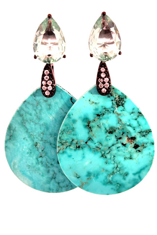 Turquoise Cubic Drop Earring - Born To Glam
