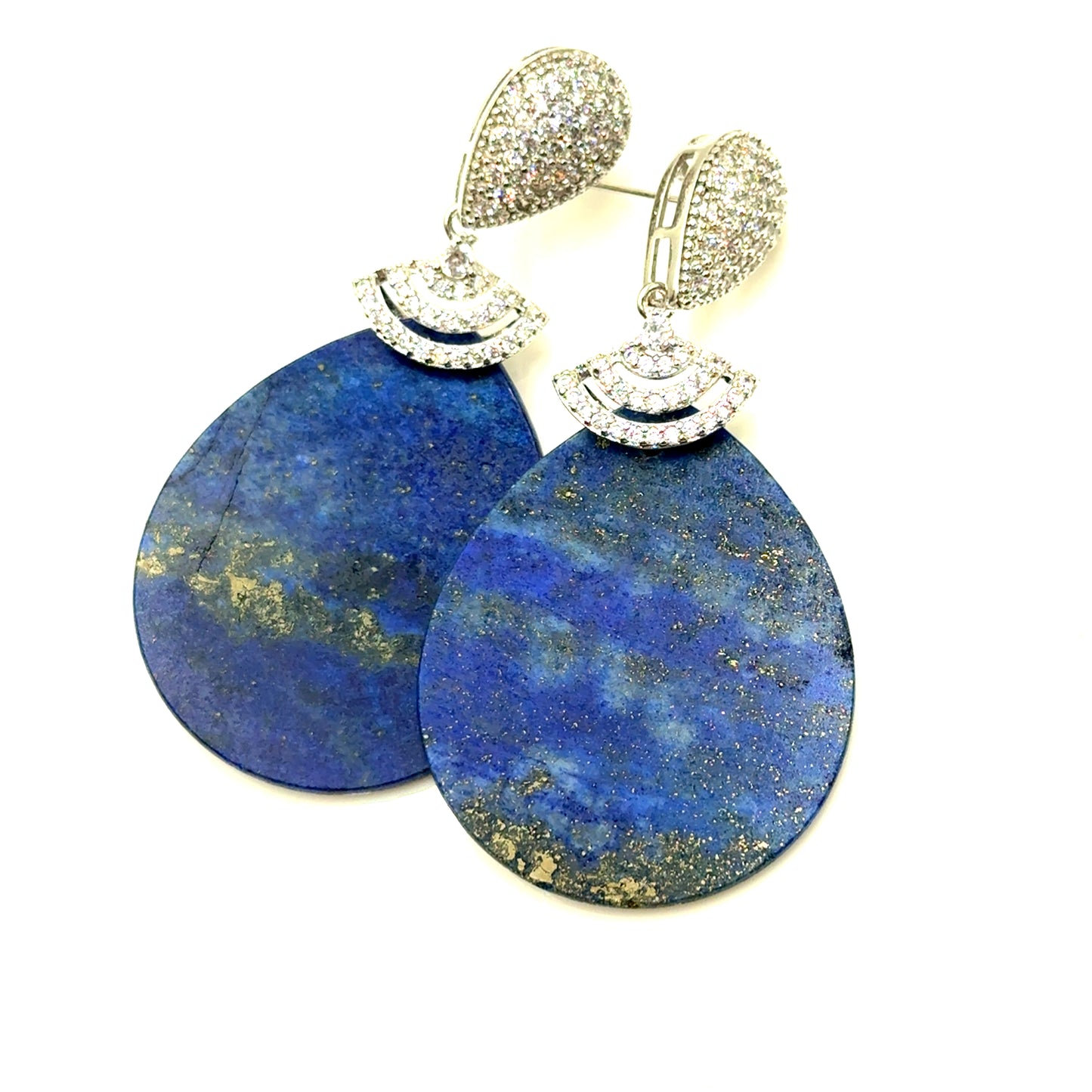 Blue Lapis Cubic Crystal Drop Earring Born To Glam