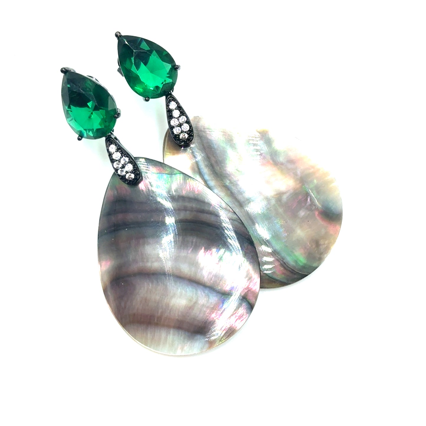 Mother Of Pearl Green Cubic Drop Earring Born To Glam