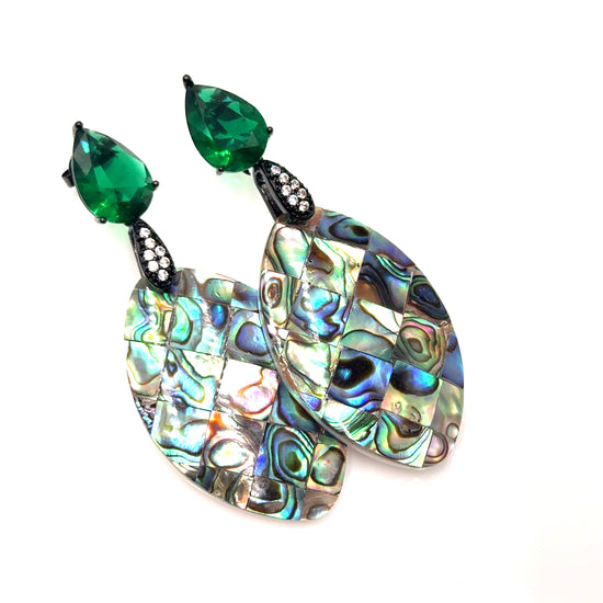 Abalone Green Cubic Zirconia Earring Born To Glam