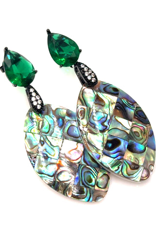 Abalone Green Cubic Zirconia Earring - Born To Glam