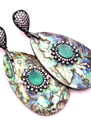 Abalone Turquoise Cubic Statement Earring - Born To Glam
