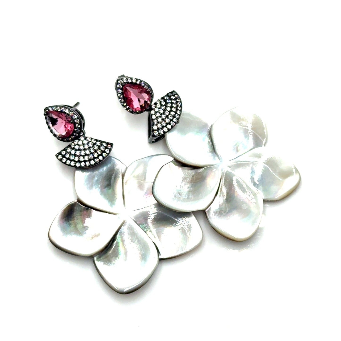 Carved Mother Of Pearl Floral Drop Earring Born To Glam