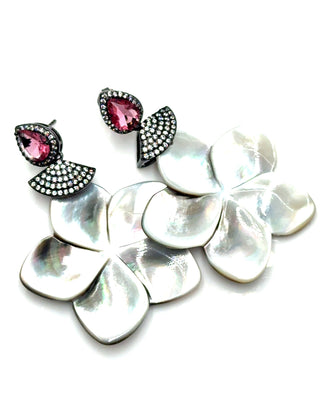Carved Mother Of Pearl Floral Drop Earring - Born To Glam