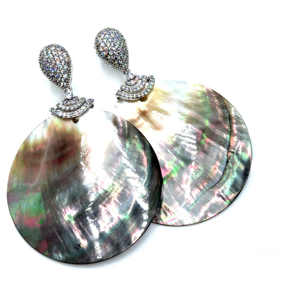 Mother Of Pearl Large Disc Drop Earrings Born To Glam