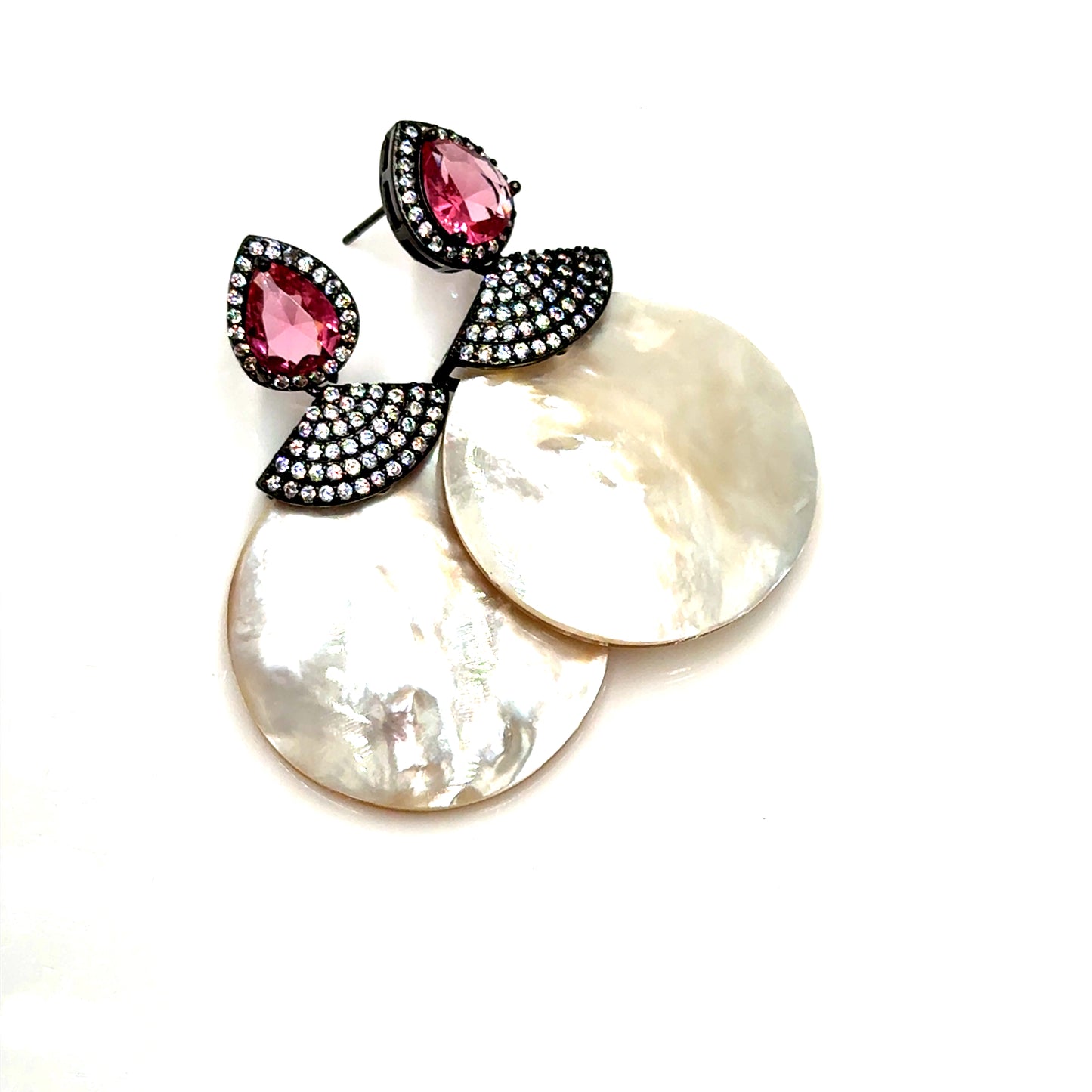 Mother Of Pearl Pink Cubic Earring Born To Glam