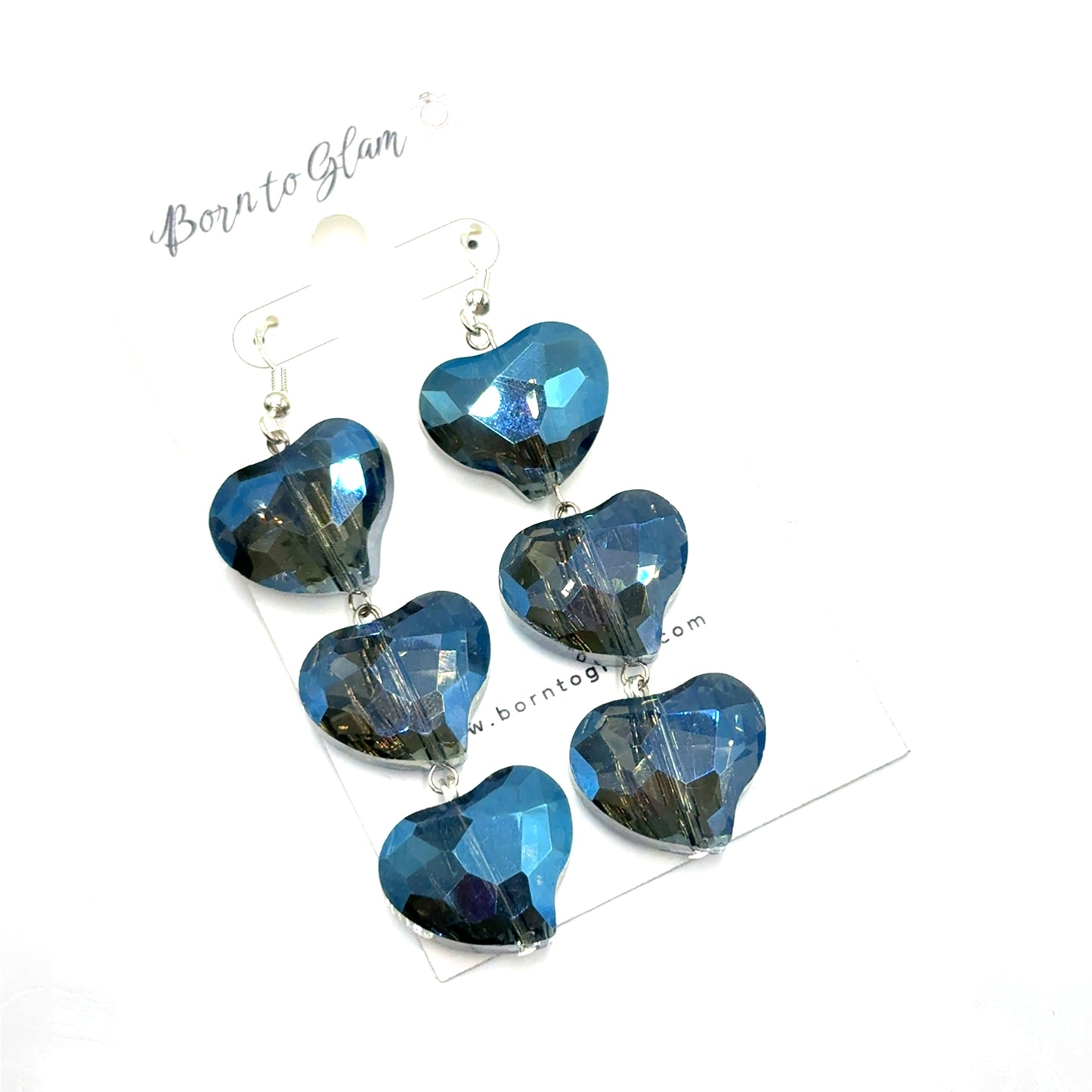 Crystal Heart Sterling Silver Dangle Earring Born To Glam