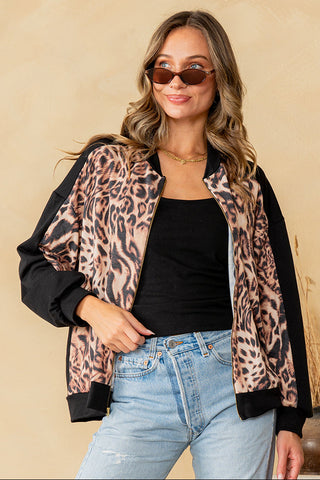 Black & Brown Long Sleeve Animal Print Jacket by Born To Glam