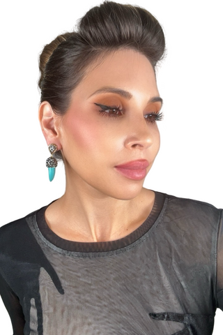 Turqouise Mini Horn Crystal Earring - Born To Glam